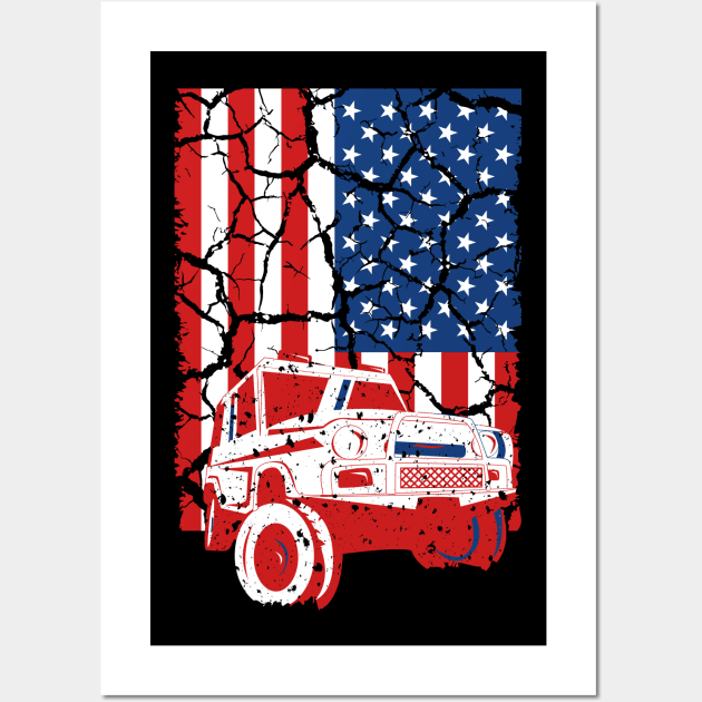 Off-Road Jeep Rough Road Adventure Proud American Design Gift Idea  Wall Art by c1337s